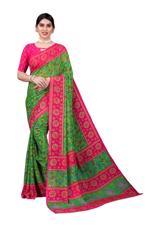 Fancy Georgette Printed Saree With blouse